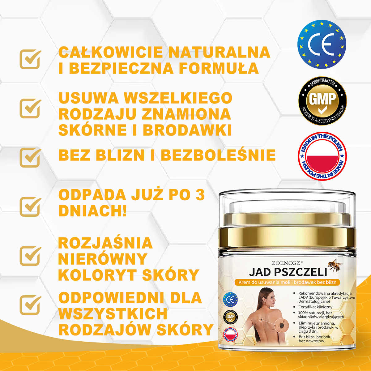 🏆Zoencgz™ krem z jadem pszczelim na znamiona i brodawki(Rekomendacja PTD)