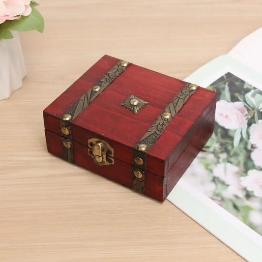 Wood Treasure Chest Delicate with Lock Large Capacity Storage Box Antique Style Daily Necessities