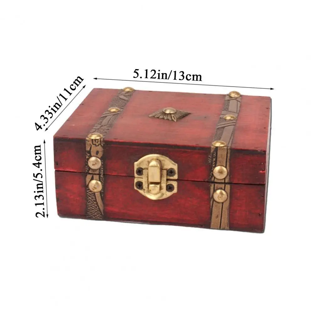 Wood Treasure Chest Delicate with Lock Large Capacity Storage Box Antique Style Daily Necessities